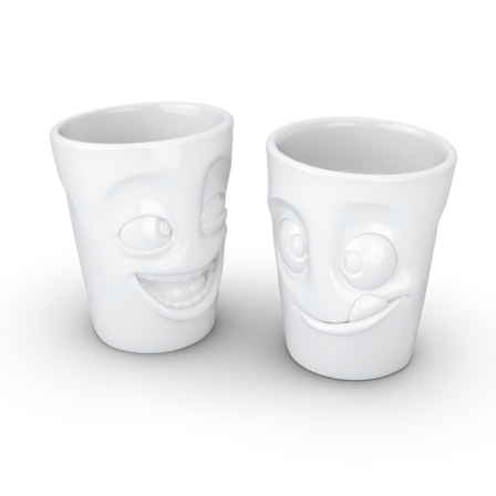 Becher Set Nr. 3 "Witzig & Lecker" ohne Henkel in weiß, 350 ml – Bild 4