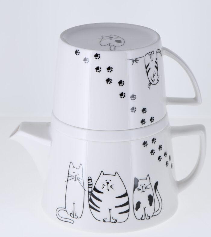 Porzellan Tea-for-me "Funny cats", 3-teilig