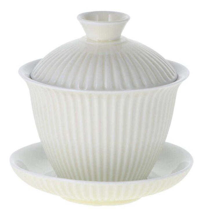 Porzellan Gaiwan "Stripe" 130 ml, vanilla