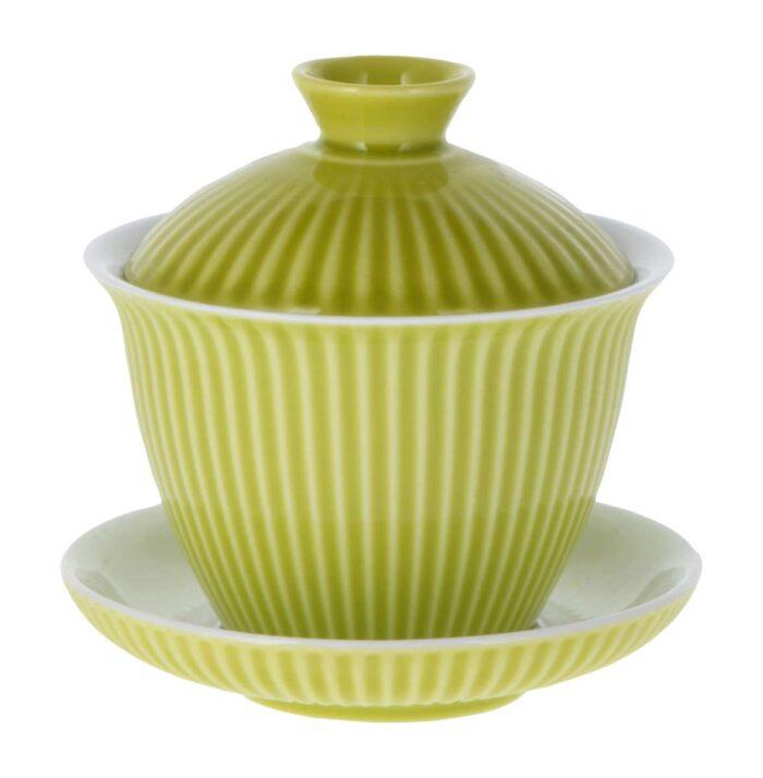 Porzellan Gaiwan "Stripe" 130 ml, apple green