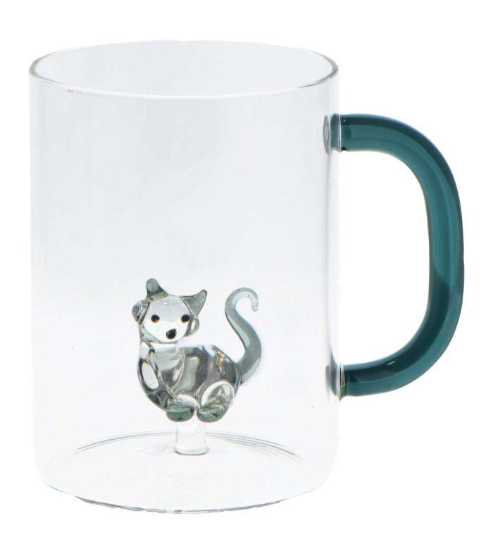 Glasbecher "Cat" 420 ml mit Glasfigur im Inneren