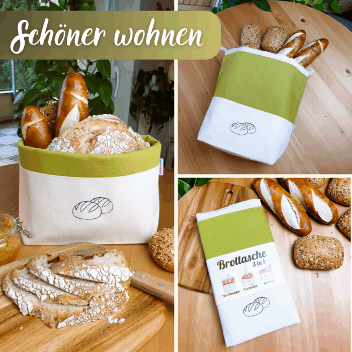 3 in 1 Brottasche "Olive" aus Baumwolle – Bild 2