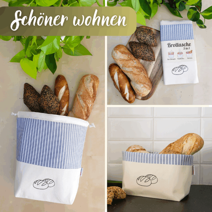 3 in 1 Brottasche "Blau/Blue" aus Baumwolle – Bild 7