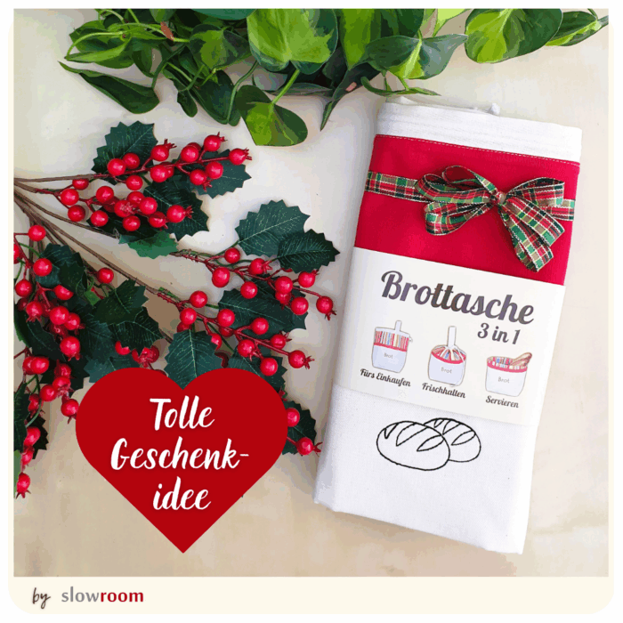 3 in 1 Brottasche "Rot" aus Baumwolle