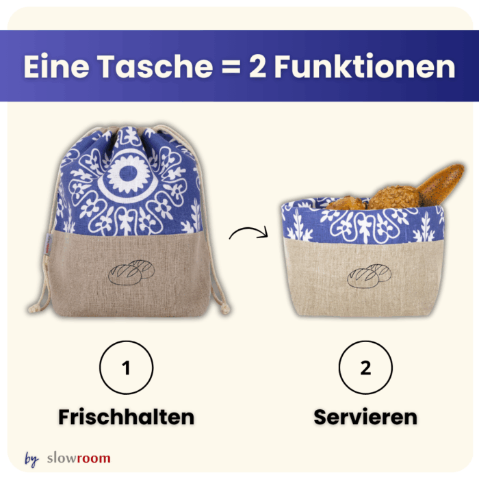 2 in 1 Brottasche "Azur" aus Leinen - Neuheit – Bild 3
