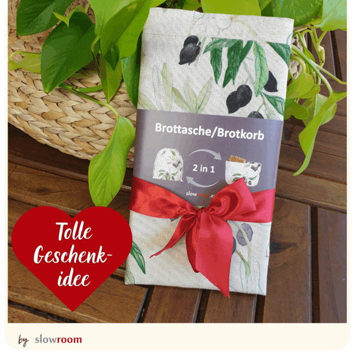 2 in 1 Brottasche "Schwarze Oliven" aus Leinen - Neuheit